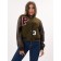 Leather bomber female color khaki, size 48