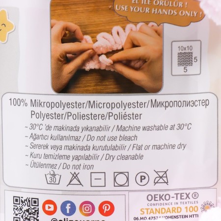 Yarn "Puffy" 100 % micropoliester 9m/100g (31 children's pink)-3