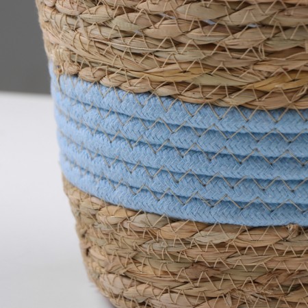 Kashpo wicker "Namibia", 17.5x17.5x16 cm, natural, blue-2