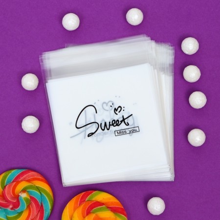 BOPP package with sticky tape, “wishes”, 10*10+3cm-1