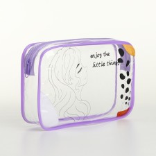 PVC silhouette cosmetic bag, 20*5*12, lightning department, lilac