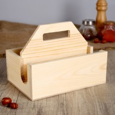 Combo stand made of pine, with a handle and 4 compartments, 21 × 15 × 8.5 cm