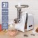 Meat grinder Galaxy Line GL 2421, 1600 watts, 1.5 kg/min, reverse, 2 nozzles, white