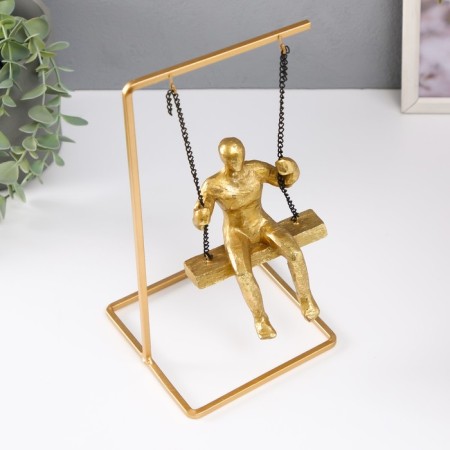 Souvenir Polystone "Thinker" gold 26x13x13 cm-4