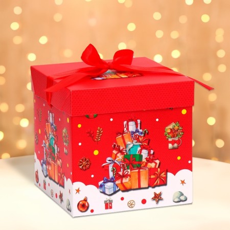 New Year. Box gift New Year's folding "gifts" 15x15x15 cm.