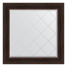 Mirror with engraving in the baguette frame, dark Provence 99 mm, 89x89 cm