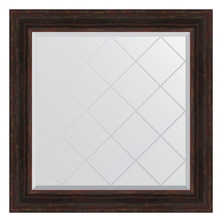 Mirror with engraving in the baguette frame, dark Provence 99 mm, 89x89 cm