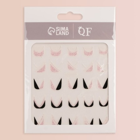 Nail stickers "delicate jacket", white/pink/black color-1