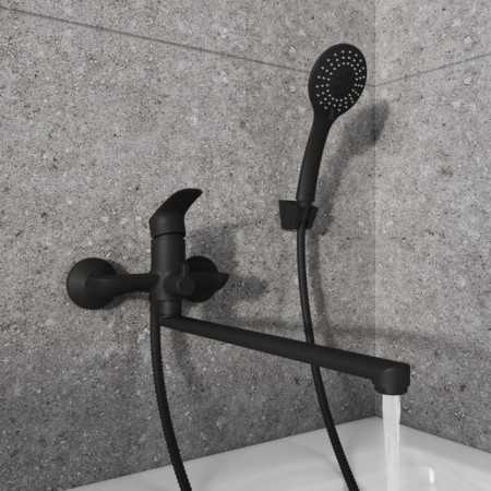 MILARDO RORA RORBL00M10 bath mixer, 350 mm pour, black matte-2