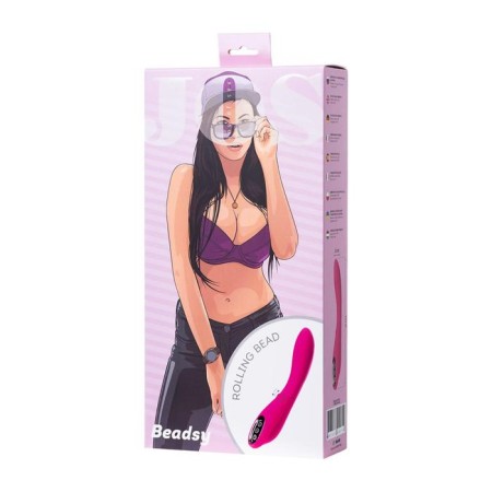 Vibrator with a stimulating ball Jos Beadsy, silicone, pink color, 21 cm-3