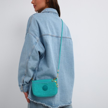 Bag Women's Cross-Bodi with a zipper, turquoise color-9