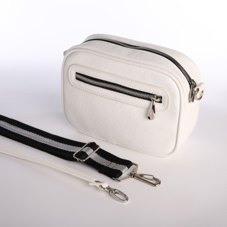Women's bag over the shoulder, Textura, small size, white color-5