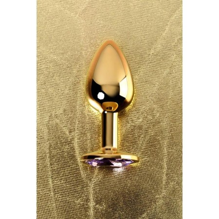 Anal plug with the Toyfa Metal rhinestone, golden, amethyst, 7 cm, d = 2.8 cm-6