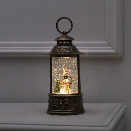 LED figure "Lantern with a snowman" 11 × 21 × 11 cm, plastic, AAX3 batteries (not in the kit), USB, glow warm white