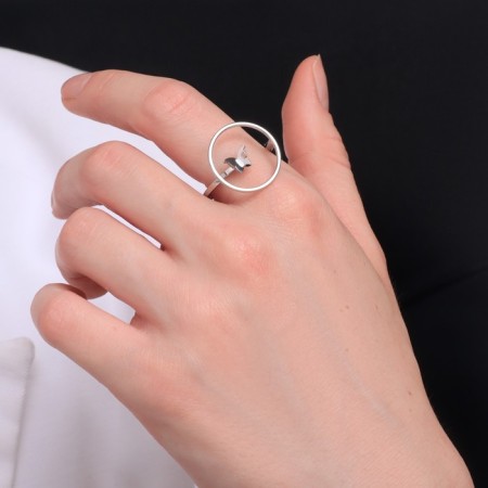 Ring Xuping butterfly, color silver, size 18-2