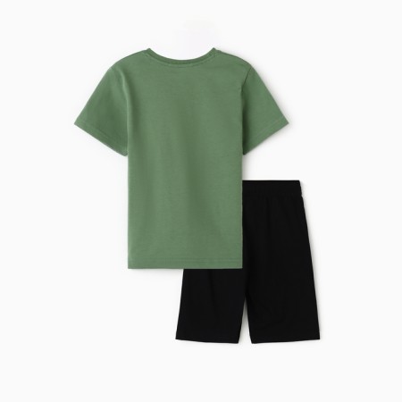 A set for a boy (T-shirt/shorts), dark green/black color, height 104 cm-4
