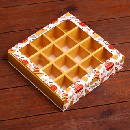 Box for sweets 16 pcs, 17.7 x 17.7 x 3.8 cm "Bell"-2