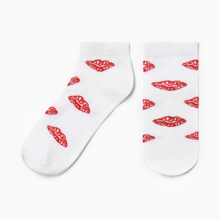 Women's socks "lips", white color, rr 23-25