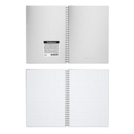 A notebook of 80 sheets in a cage on a spiral Erichkrause Total White, a plastic cover, an offset block, whiteness 100%, white-2