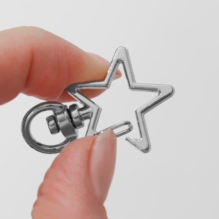 Metal carbine "Star", 34 × 24 mm / 8 × 2.2 mm, 5 pcs, silver color-2