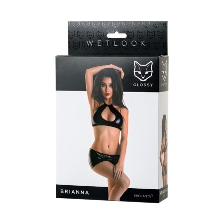 Glossy Brianna set from Wetlook material, size l, black color-4