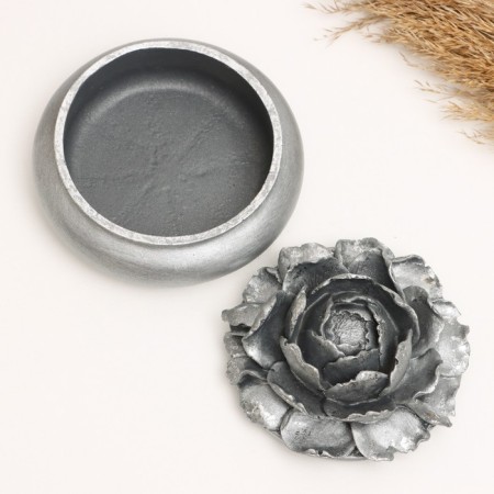 Casket "Big Flower" Steel with an echo of sovereign, 13x13x9cm-3