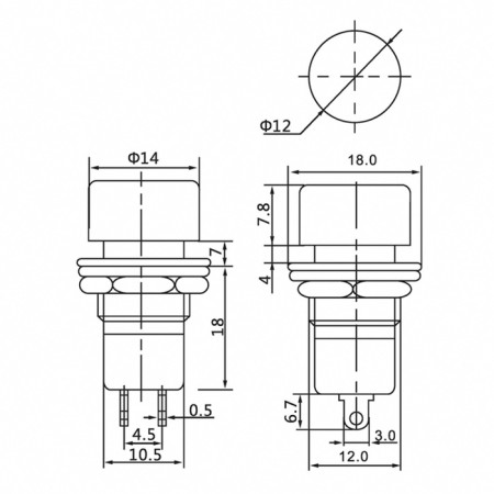 Capter-Knopka 250V 1A (2C) On-off Red (PBS-16A) Rexant-1