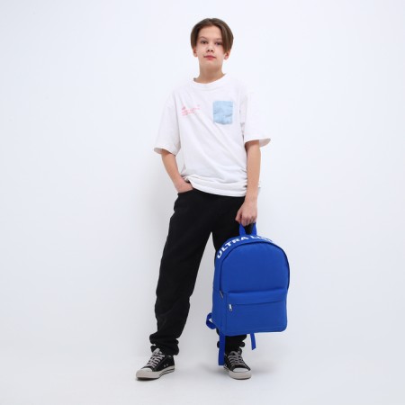School textile school with print on the upper part Light, 38x29x11 cm, blue color is blue-12