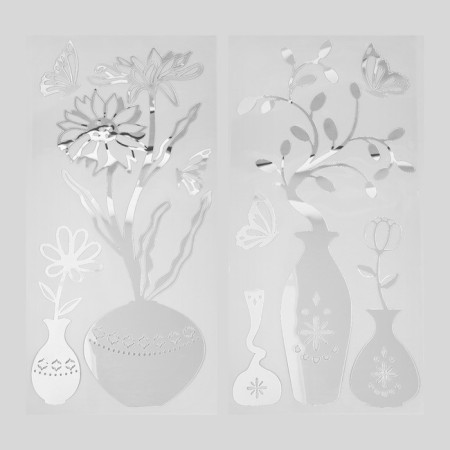 Interior mirror sticker "Vases with flowers" mix 31.5x62 cm-2