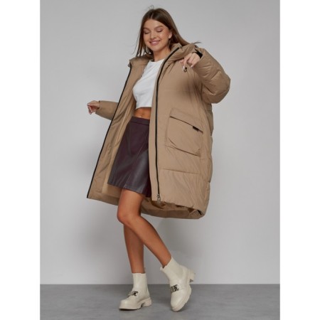 Coat insulated winter female, size 50, color light brown-13