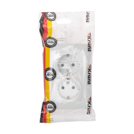 Kranz double outlet with ground, hidden installation, 16a, white KR-78-0218-4