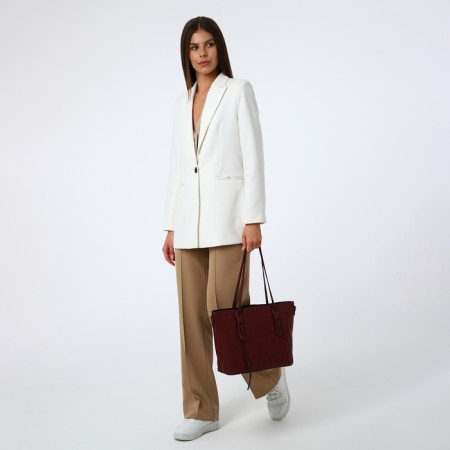 Zipper bag with zipper, burgundy color-4