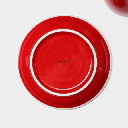 Coffee steam porcelain Magistro Coffee Time, 2 objects: a cup 280 ml, a saucer d = 15.5 cm, red color-6