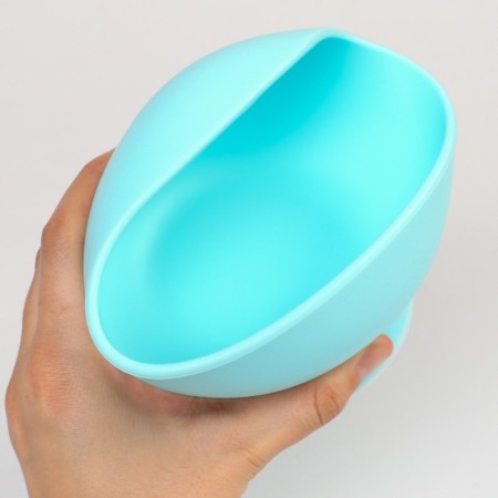 Baby plate on a suction cup, spoon, crush me, blue color-7