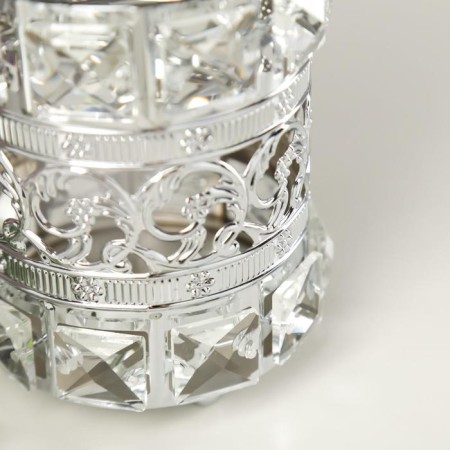 Summary metal, glass for 1 candle "Crystals and flowers" silver 11.5x10x10 cm-3