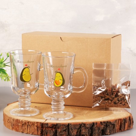 A set of mugs for mulled wine "Avocado-Polovinka" two pieces in a box, spices-5