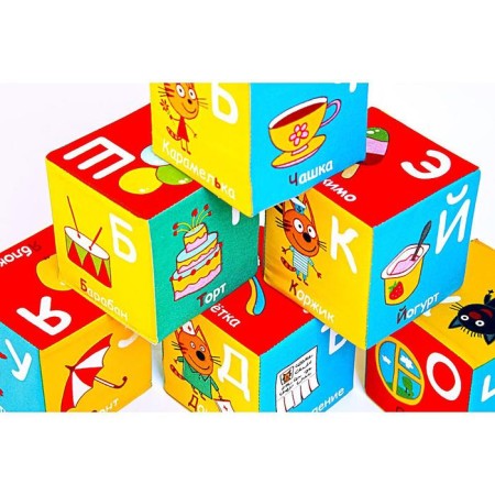A set of soft cubes "Three cats. Alphabet"-1