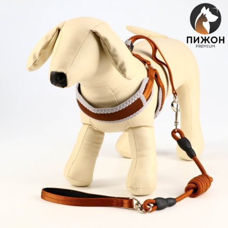 Soft holl set, leash 120 x 1.5 cm with a swivel, m, ok 32-72 cm, og 32-72 cm, brown