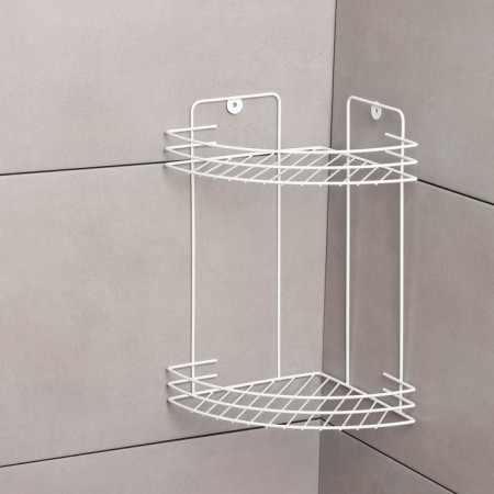 The bathroom shelf is angular 2-tier, 19 × 30 cm, white color-1