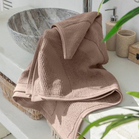 Verossa Wave Texture towel, 480 gr, size 70x140 cm, color milk chocolate-1