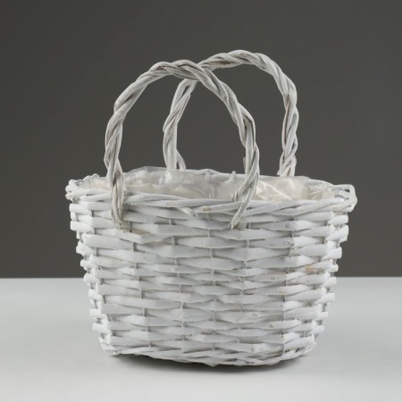 Wicker basket, 24 x 17/24 cm, white, willow