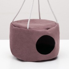 Hanging house for rodents Round, furniture fabric, fleece, 15 x 10 cm, mix of flowers
