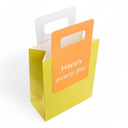 Gift package with a trimmed handle of 18 x 23 x 9 cm, lime-2