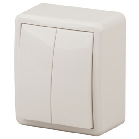 Double switch with backlight, 10AX-250V, IP20, OU, era expert, ivory (16/160/