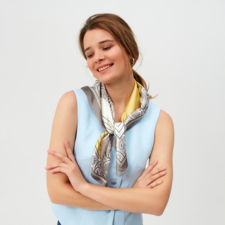 Women's scarf minku rr 70*70 cm, gray color-4