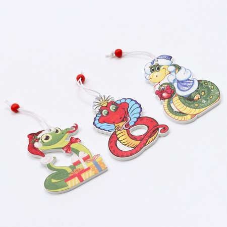 New Year! Set of suspensions in a wooden gift package, 9 pcs.-4