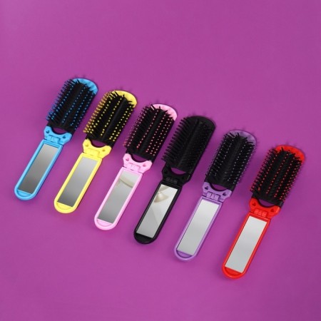 The comb is massage, folding, with a mirror, 4 × 10/20 cm, color mix-13