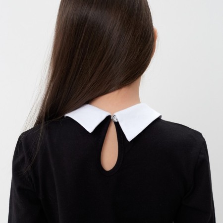 School blouse for a girl, black/white color, height 122 cm-4