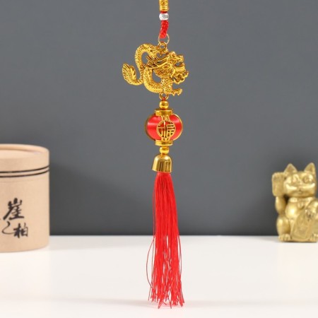 Plastic suspension, textiles "Golden Dragon and Chinese flashlight" 3x5.7x37 cm