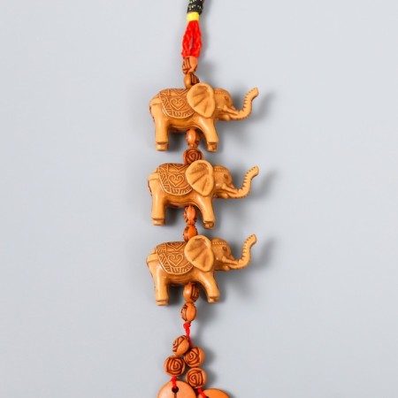 Suspension plastic under the tree "Three elephants with a leaf" 15x4x2 cm-2